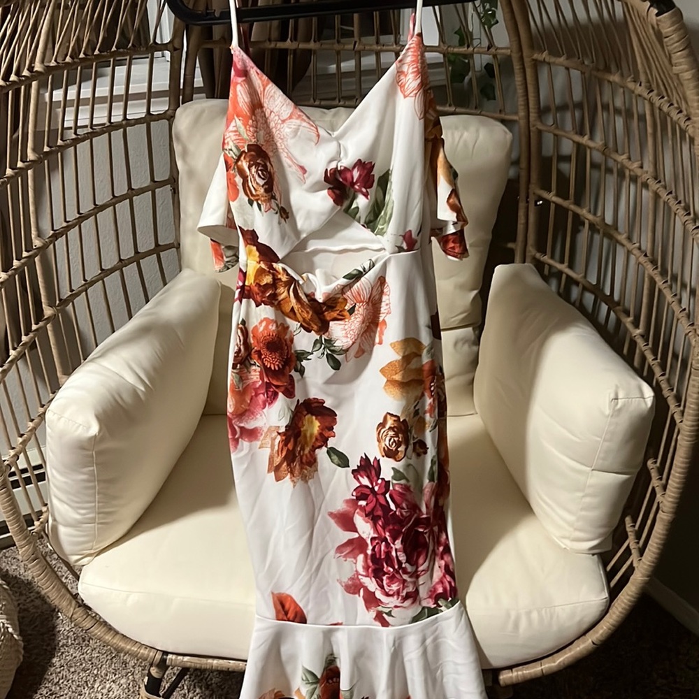 White with flowers